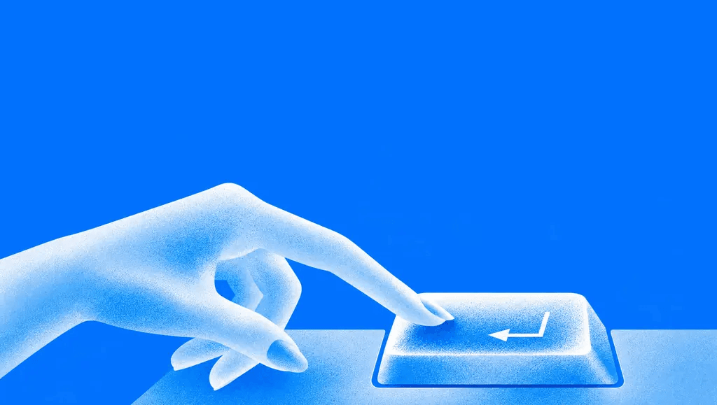 A finger pressing the Enter key, representing starting a free data valuation
